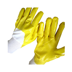 COTTON JERSEY YELLOW   NITRILE COATED GLOVES